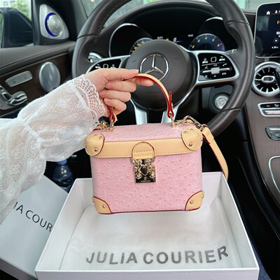 JULIA COURIER女包驼鸟纹小方包包女2026新款单肩斜挎手提盒子包