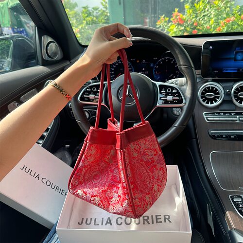 JULIA COURIER非遗宋锦水桶包包女2026新款潮红色婚包喜婆婆妈妈