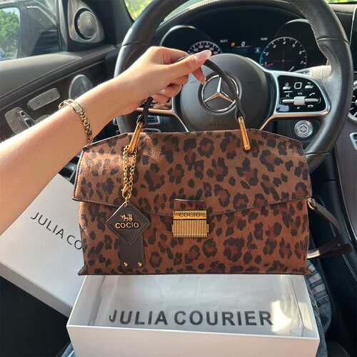 JULIA COURIER女包豹纹麂皮绒小方包包女2026新款单肩斜挎手提包