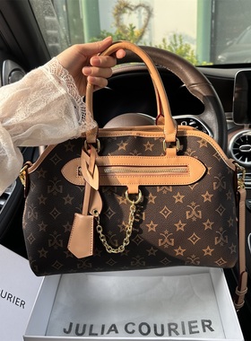 JULIA COURIER女包复古老花托特包包女2026新款大容量单肩斜挎包