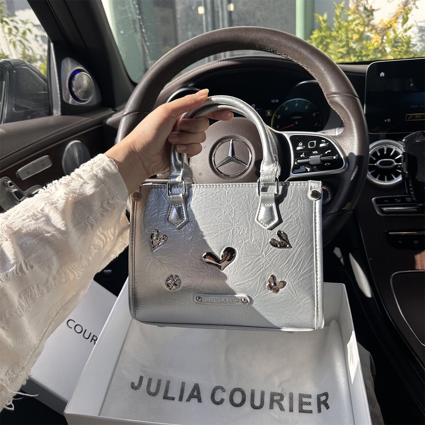 JULIA COURIER女包甜爱心托特包包女2025新款潮单肩斜挎小方包