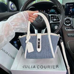 JULIA COURIER女包牛仔蓝菜篮子包包女2026新款单肩斜挎包水桶包