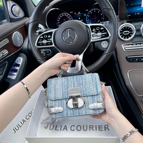 JULIA COURIER女包镶钻牛仔小方包包女2026新款潮单肩斜挎手提包