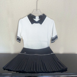 高尔夫服装 女士翻领针织上衣韩版 户外运动百搭短袖 T恤Polo衫