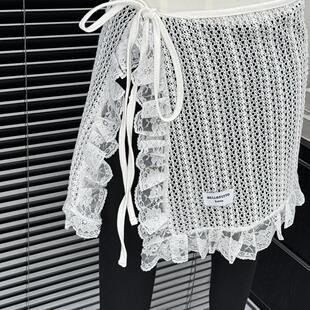 夏季 春季 屁帘 饰裙帘芭蕾风系带叠穿甜美一片式 镂空花边网纱装