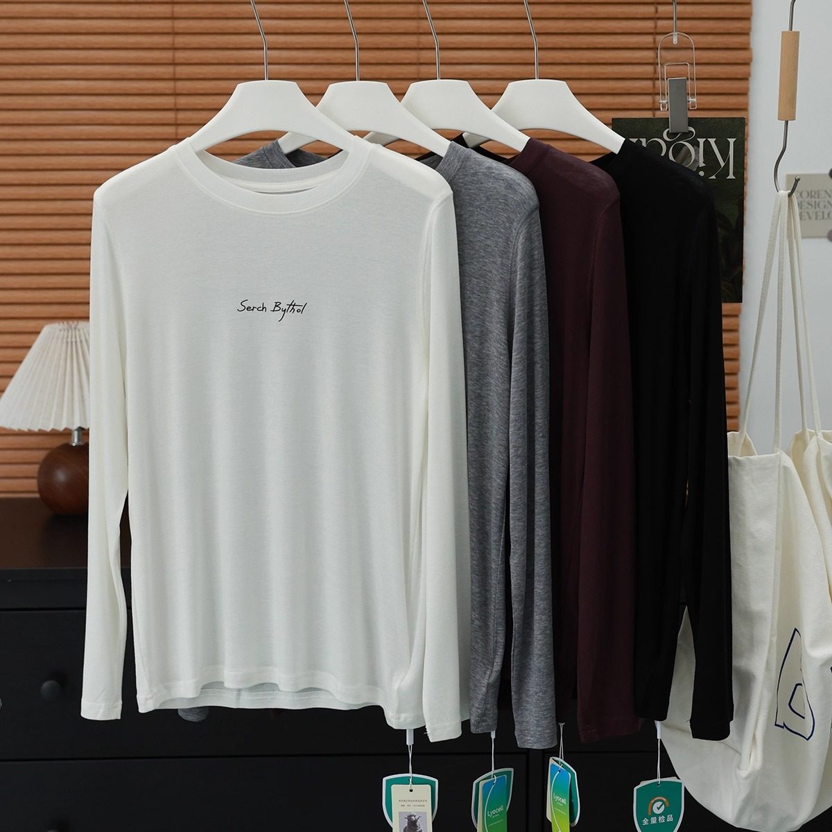 天丝羊毛字母印花正肩薄款长袖T恤打底衫修身舒适百搭休闲上衣女,女装/女士精品,T恤,淘宝优惠券,粉丝福利购,淘宝优惠卷