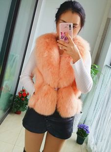 2023秋冬新款海宁真皮皮衣狐狸毛马甲皮草羽绒服外套显瘦背心