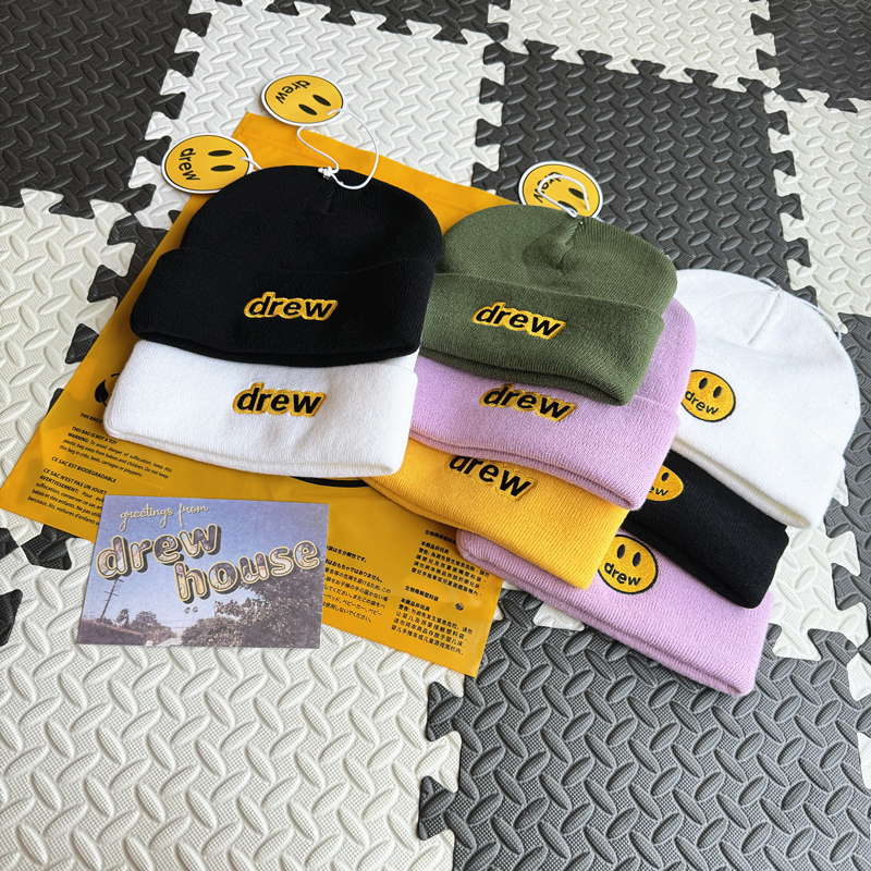 DREW可爱刺绣毛线帽子