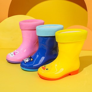 儿童保暖雨鞋男童女童防滑雨靴冬季加绒韩版套鞋胶鞋宝宝小孩水鞋
