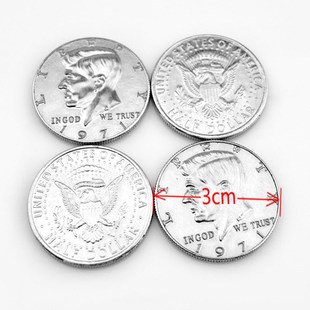 50美分硬币手法魔术币大币美金铁磁性Half llar近景道具