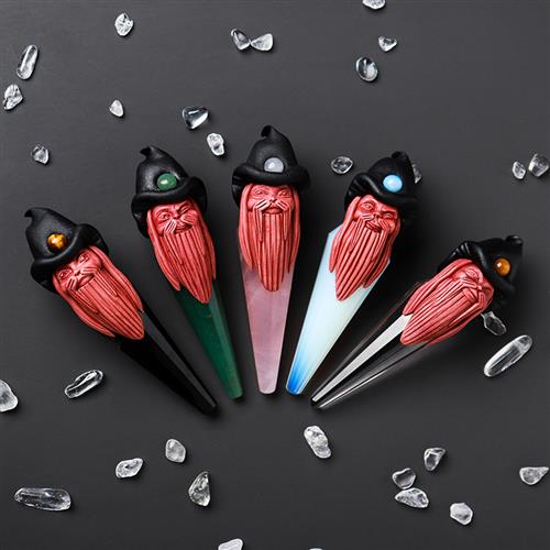 热销北欧精灵老法师吊坠水晶原石百搭饰品灵性晶石