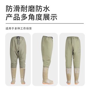 下水裤齐腰裤耐磨钓鱼裤捕鱼插秧裤防水防滑插秧鞋涉水裤