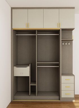 衣柜现代女生主卧平开整体柜子现代简约卧室家用组装衣橱设计工厂