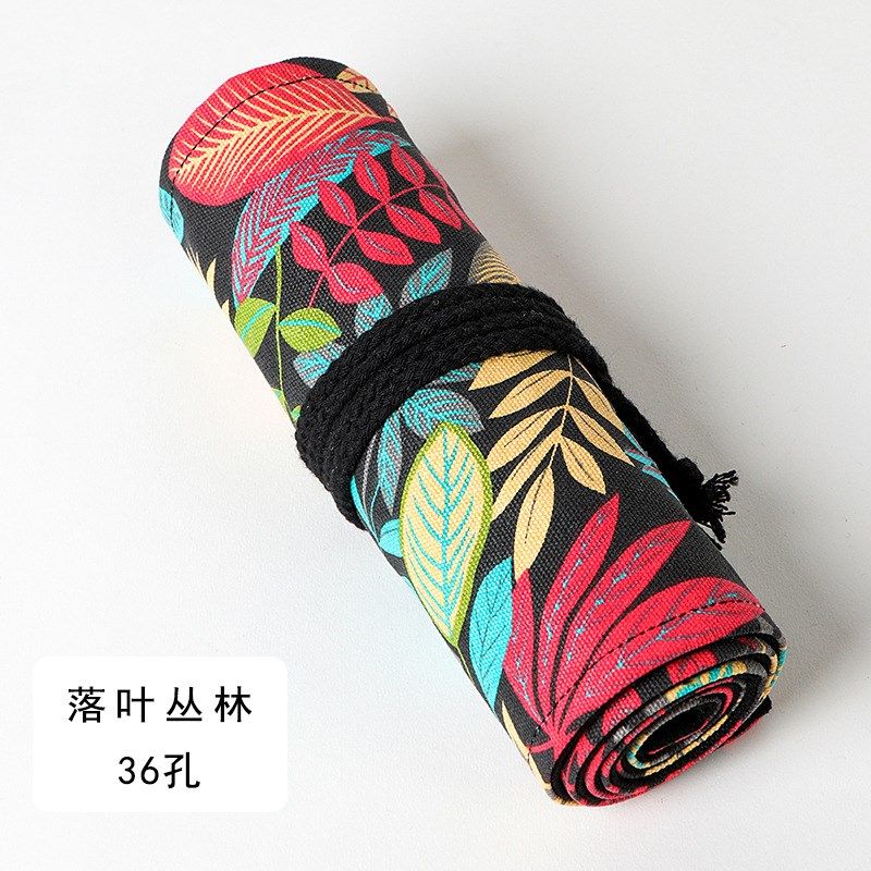落叶 印花手工帆布艺笔帘36 48 72孔大容量卷笔袋彩铅素描文具袋,文具电教/文化用品/商务用品,笔袋,淘宝优惠券,粉丝福利购,淘宝优惠卷