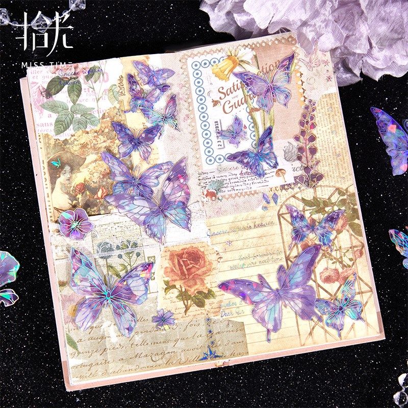 无界蝶贝壳光贴纸iy复古蝴蝶烫金造景手帐装饰素材贴纸包,文具电教/文化用品/商务用品,胶带/胶纸/胶条,淘宝优惠券,粉丝福利购,淘宝优惠卷