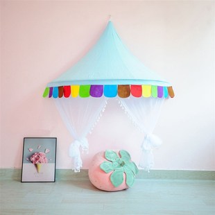 儿童帐篷室内幼儿园游戏屋吊顶半月圆挂墙读书角装饰布置床头挂账