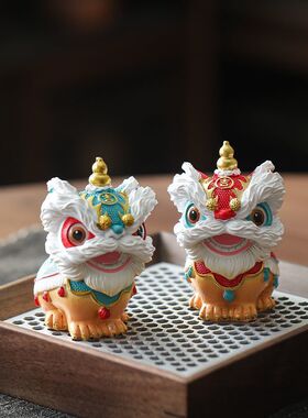 茶宠国潮醒狮招财摆件乔迁新居茶桌开业家居装饰客厅文创玄关舞狮
