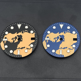 29mm改装适用NH34 GMT地球纹表盘机芯款潜水表手表配件