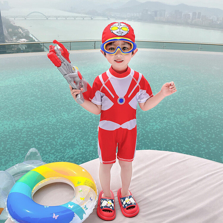 儿童泳衣男童奥特曼连体专业训练速干宝宝中小童海边沙滩男孩泳装