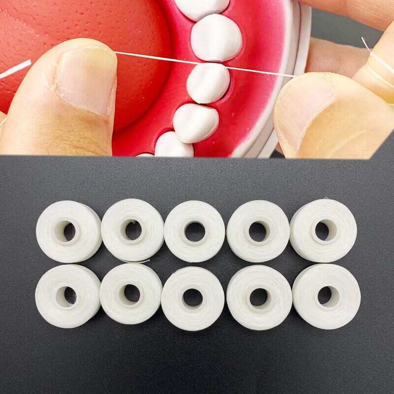 10个牙线圈单个线长50m尼龙涤纶线超细线微蜡无味韧性清洁牙缝线