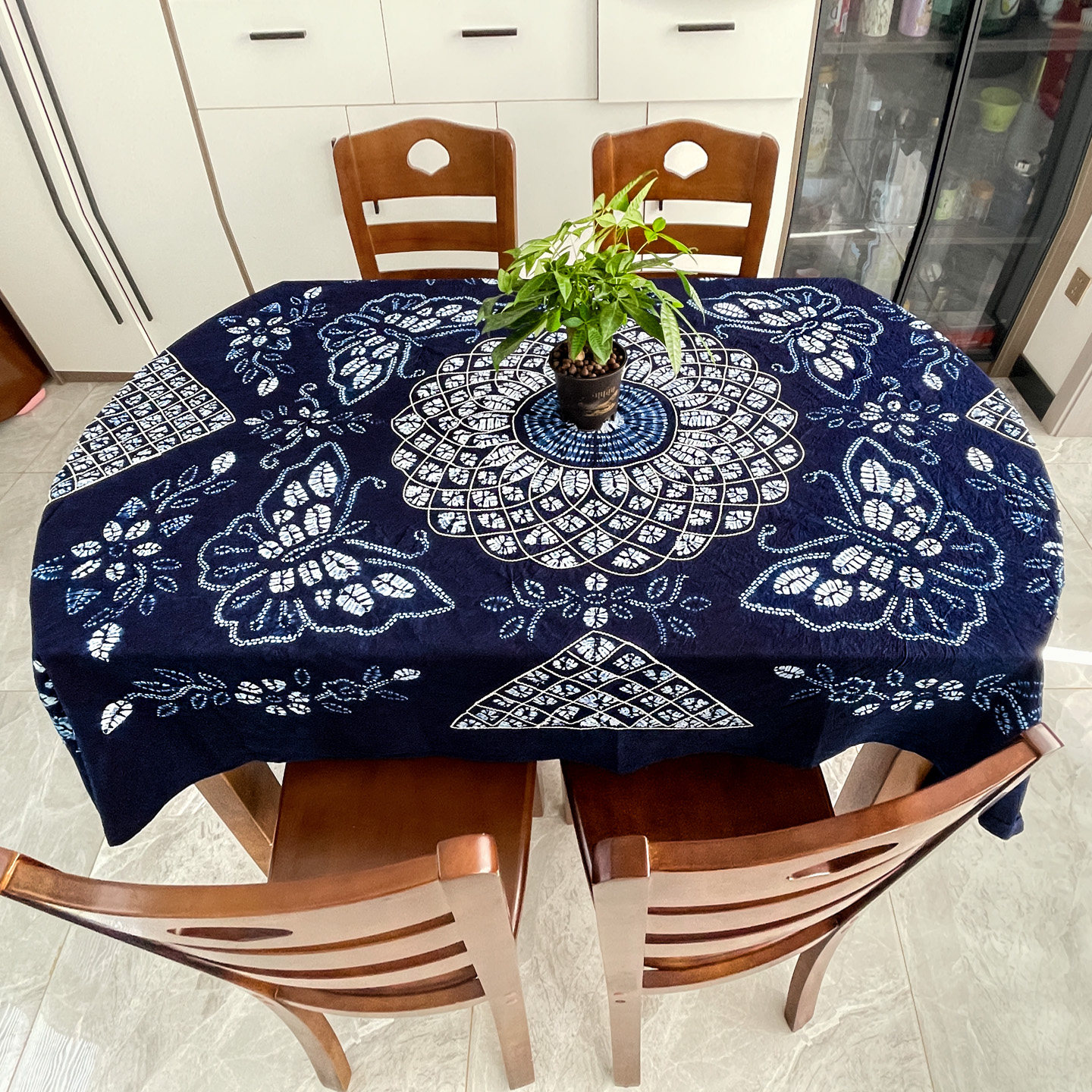 云南大理白族纯手工扎染茶几布桌布壁挂沙发巾钢琴罩蓝染特产礼品