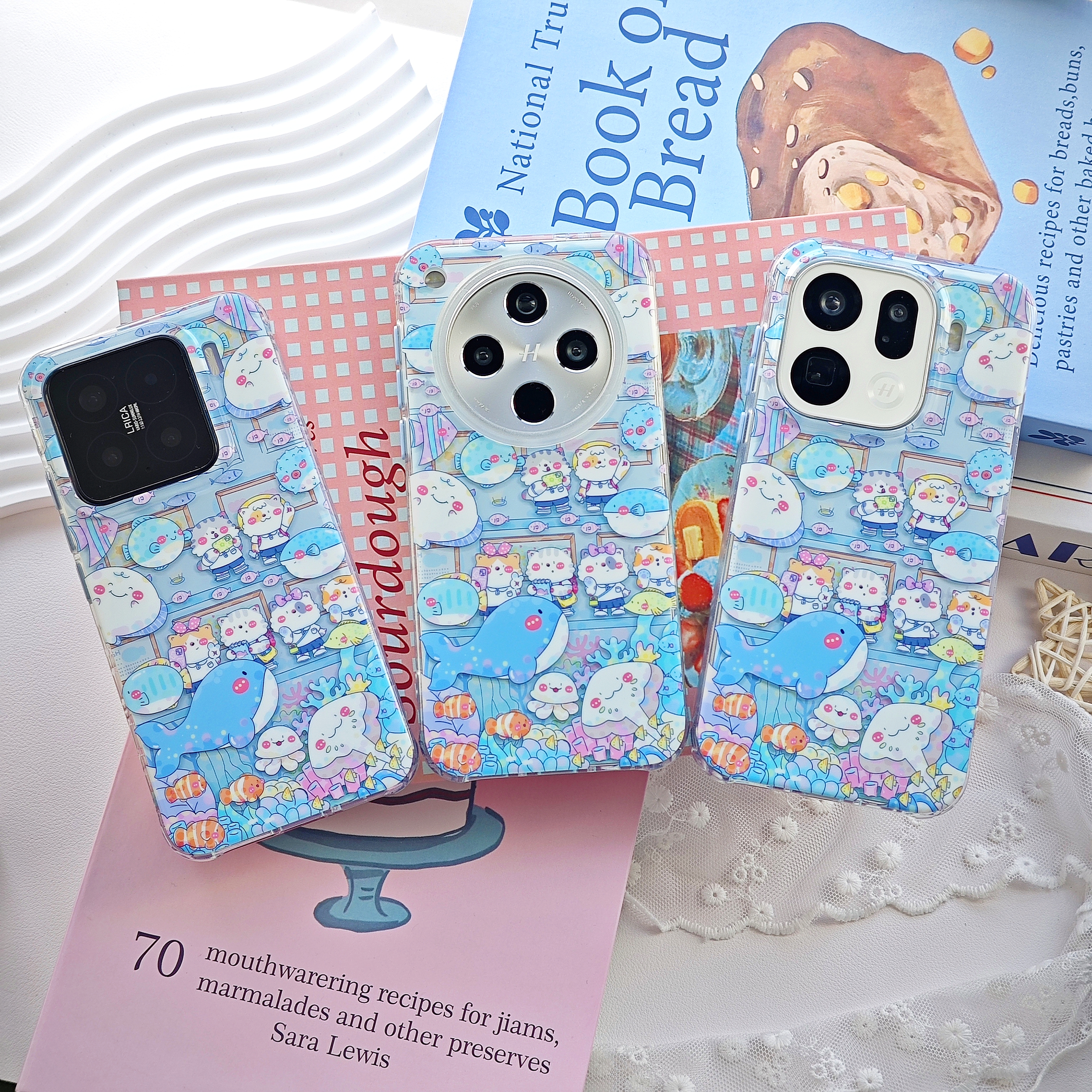 原创海洋馆亮面双层imd插画风可爱手机壳小米1415x8x200promini