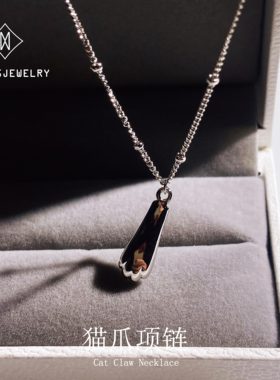 MRWANG925银纯银珠子链女猫爪