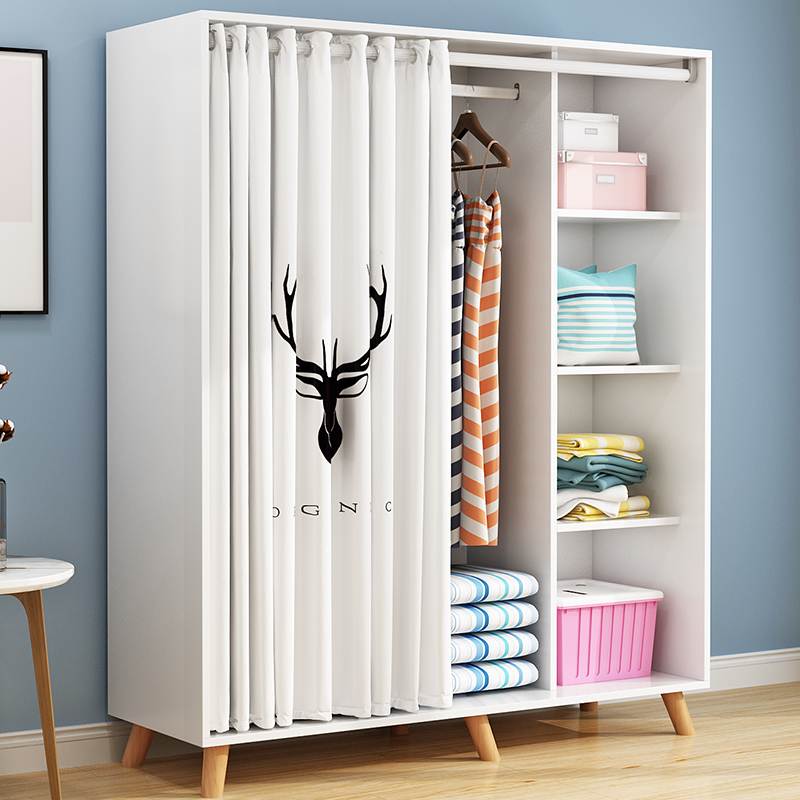 衣柜简约现代经济型组装卧布帘门实木板式柜子儿童木质宿舍衣橱|msdalam kategori perabot kediaman, kabinet, almari pakaian - dari Buy2taobao.com untuk memberikan perkhidmatan ejen Taobao profesional membeli