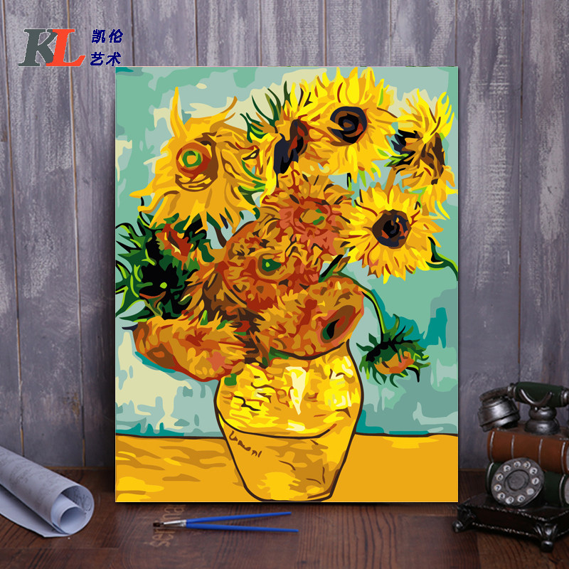 diy向日葵花卉动漫大幅装饰画