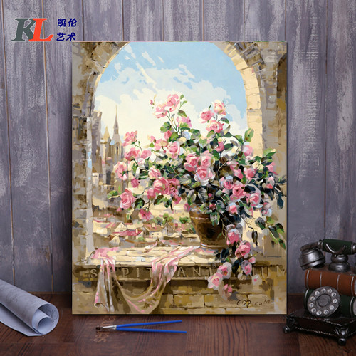 diy人物花卉减压窗台装饰画定制