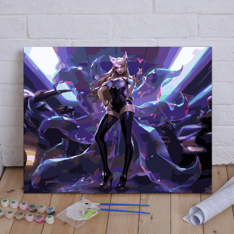 diy数字油画客厅风景花卉动漫人物大幅手绘填色装饰画英雄联盟