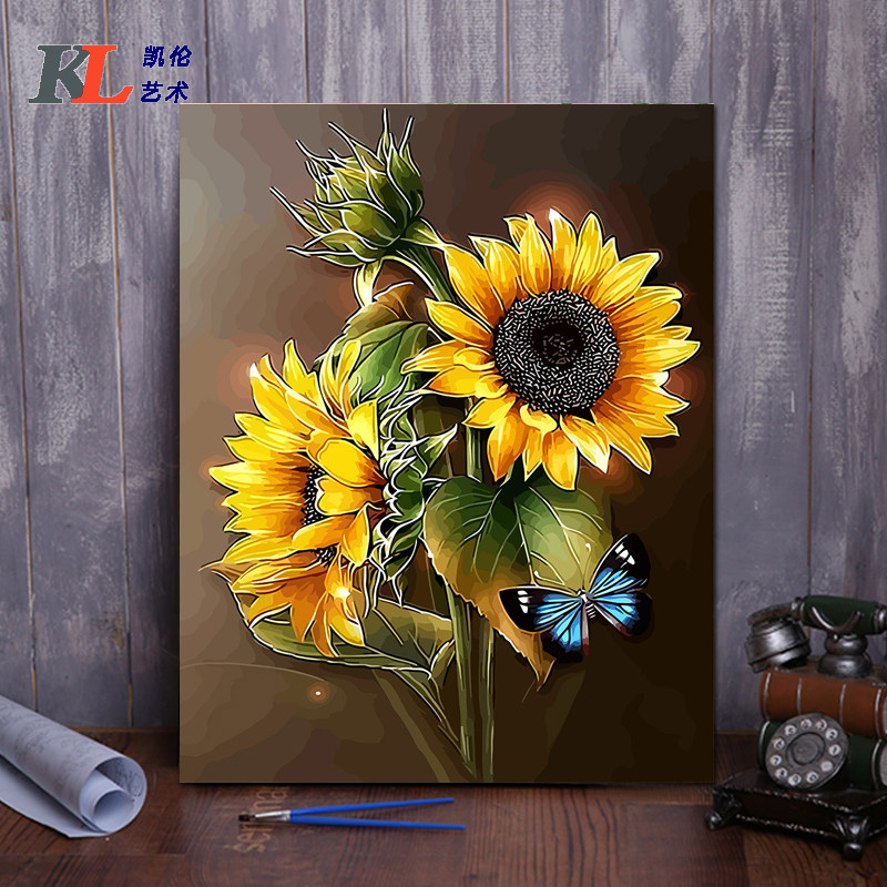 diy花卉数码手绘向日葵装饰画
