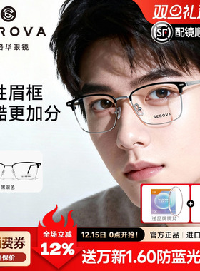 施洛华商务眼镜眉线半框超轻8g钛架适合大脸潮男配近视镜架SP1196