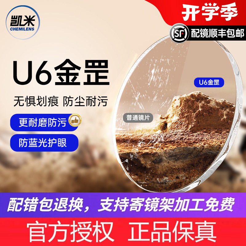韩国凯米1.74U6金罡防蓝光镜片