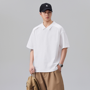 Polo衫 结构拼接短袖 男百搭宽松潮流翻领T恤上衣 新款 实拍2026夏季
