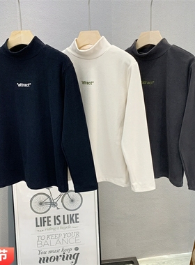 卡芙恰恰童装 儿童韩版打底衫2025秋冬中大童字母保暖长袖T恤6362