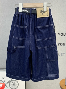 卡芙恰恰童装儿童韩版牛仔中裤2025夏中大童纯棉百搭五分裤252001