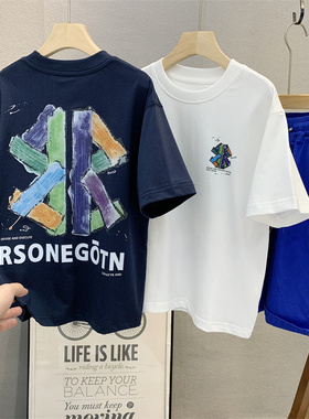 牛哆哆童装儿童韩版时尚印花T恤衫2025夏男女童纯棉圆领短袖63885