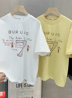 布芮欧童装 儿童韩版涂鸦宽松T恤衫2025夏款中大童时尚短袖56121