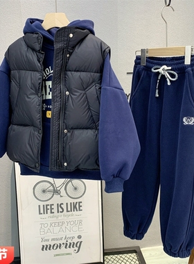 牛哆哆童装 儿童韩版羽绒马甲2025冬款男女童90白鸭绒外套潮24074