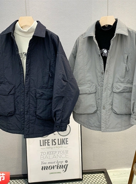 大E小e童装 儿童韩版夹棉外套2025冬款中大童衬衫领时尚棉服2733