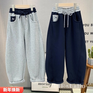 男女童百搭休闲裤 2025冬款 潮82767 中大童加绒弯刀裤 卡芙恰恰童装
