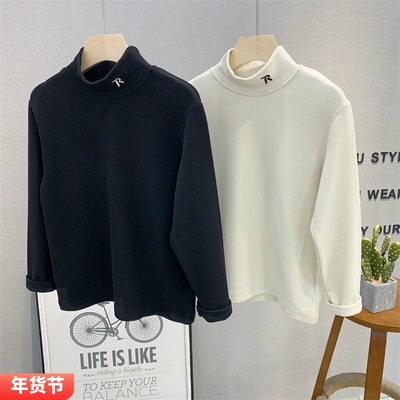 大E小e半高领韩版长袖T恤