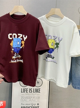 牛哆哆童装 儿童韩版卡通印花T恤衫2025夏款男女童纯棉短袖55039