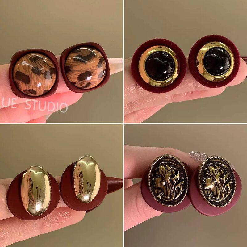 2025年新款美拉德安可拉红豹纹耳钉女复古气质耳环高级感耳饰,饰品/流行首饰/时尚饰品新,耳钉,淘宝优惠券,粉丝福利购,淘宝优惠卷