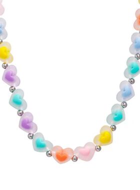 YH多巴胺女孩~彩色爱心项链女2026新款糖果色可爱小众设计感甜酷