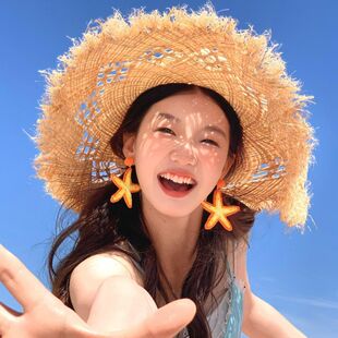 夸张个性 度假风夏日海边旅游设计感耳坠耳夹 海星耳环女2026新款