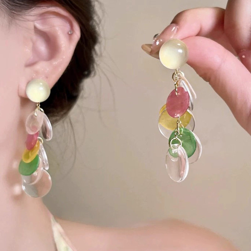 ins风甜美彩色贝壳圆片流苏耳钉超仙温柔灵动百搭气质耳坠小清新,饰品/流行首饰/时尚饰品新,耳钉,淘宝优惠券,粉丝福利购,淘宝优惠卷