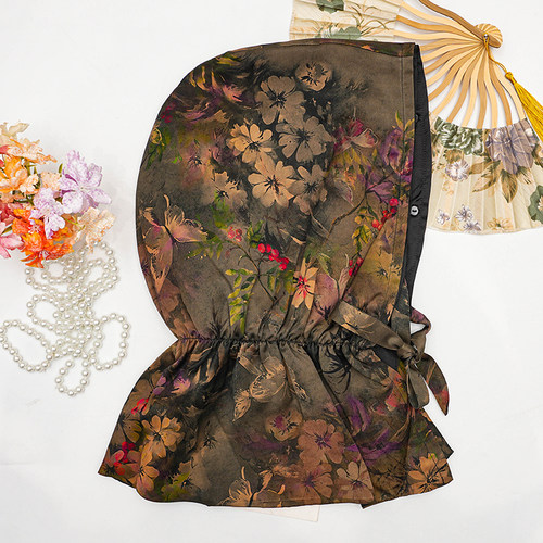 香云纱真丝头巾加厚可拆卸多动能