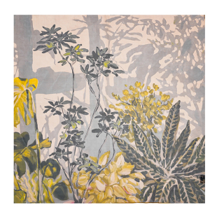 过薯莨汁【雨落芭蕉】65*65系列真丝雪纺桑蚕丝丝巾高级感围巾